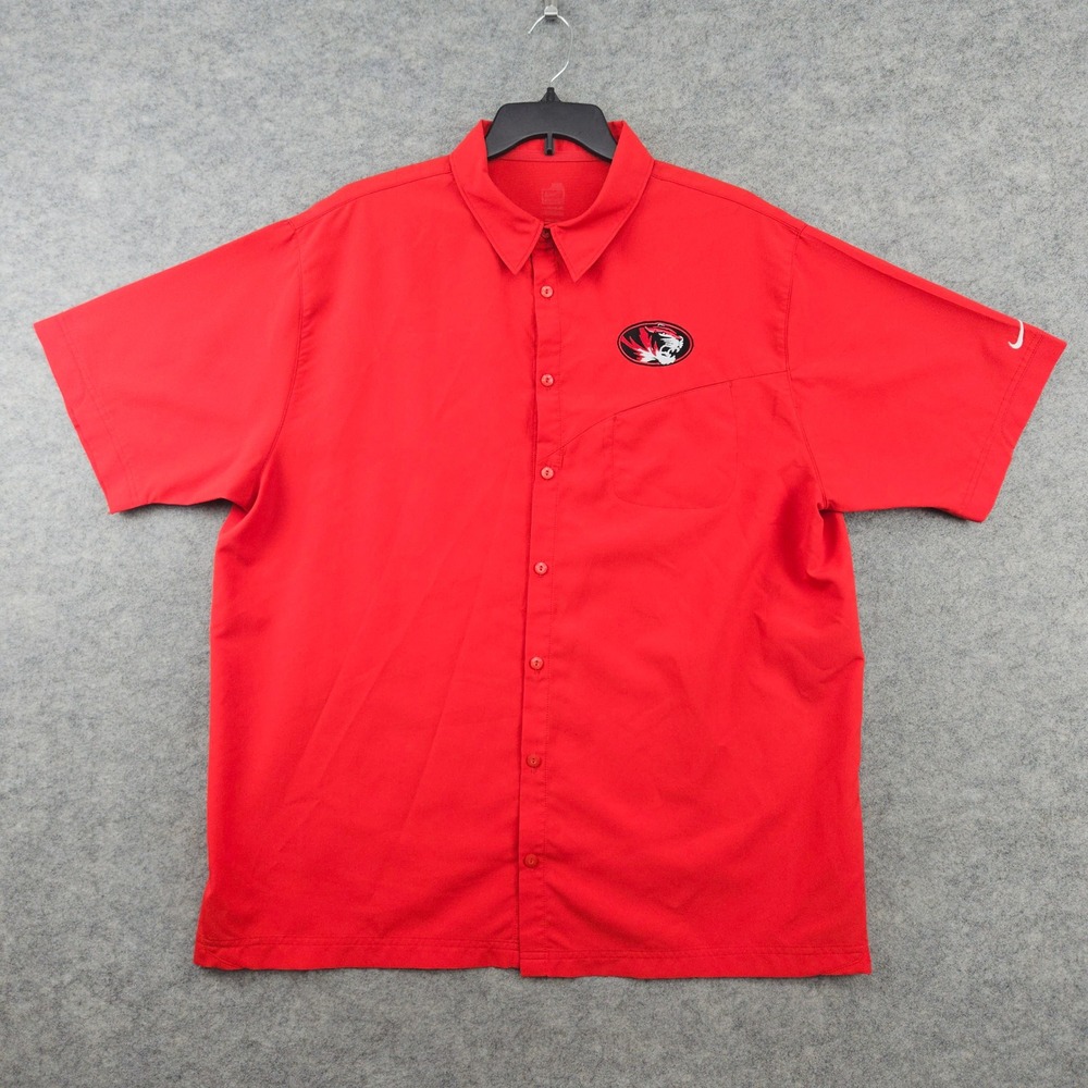 Nike Button Down Shirt Mens Red XXL Missouri Tigers Mizzou Short Sleeve Pocket